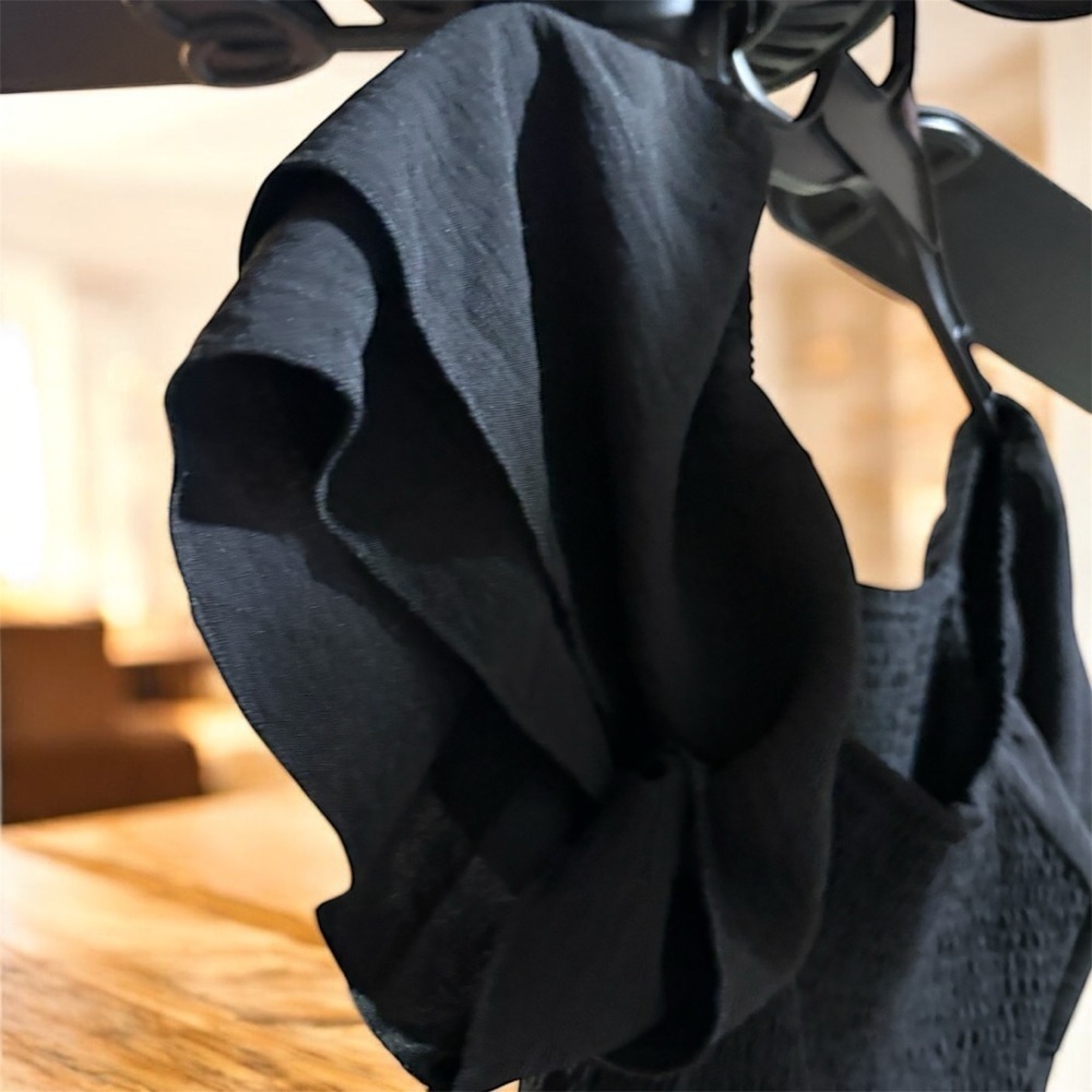 Chic Black Ruffle Sleeve Blouse - Picture 3 of 5
